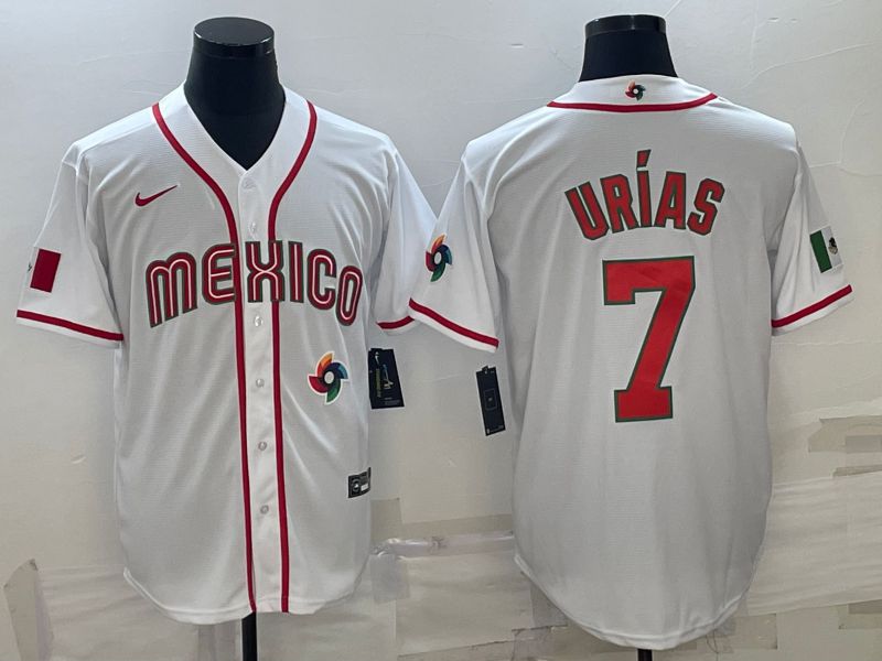 Men 2023 World Cub Mexico #7 Urias White Nike MLB Jersey29->more jerseys->MLB Jersey